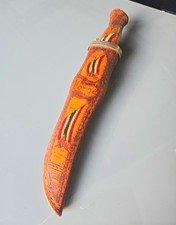 Vintage Norwegian Geilo Folk Art Knife Norge Viking Ship Wood Sheath 1940s picture