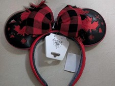 Disney Parks EPCOT World Showcase Canada Maple Leaf Red Black Ears Headband New picture