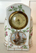 Vintage Mercedes Porcelain Sailboat/Floral wind-up Shelf Clock Germany - WORKS picture
