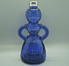 Vintage Merry Maid Large Lady Laundry Shaker Cobalt Blue Glass 7” picture