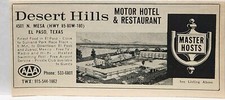 1964 Desert Hills Motor Hotel Restaurant El Paso Texas Retro Original Print Ad picture