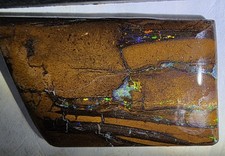 Australian Boulder opal Cab Flashy Fire All Over Wood Fossil  See  Video picture