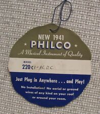 1941 Philco 220C Radio Hang Tag Product Information picture