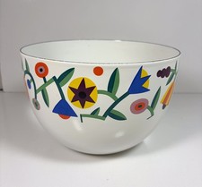 Vintage Rare MCM Kaj Franck Finel Arabia Finland Enamel Bowl Geometric Floral 8” picture