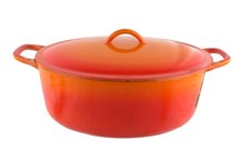 Descoware Belgium Flame Orange Enamel Cast Iron Oval Dutch Oven 9 x 12 x 3.5