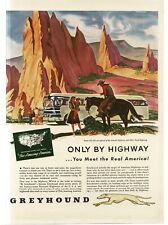 1946 Greyhound Bus Only By Highway western scene cowboy horse art Print Ad picture