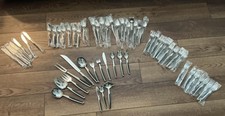 57Pc Vitg MCM Mar-Crest Ebony Elegance Stainless Atomic Set W/ Serving Never Use picture
