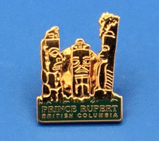 AALCO Prince Rupert British Columbia Canada 3 Totem Gold Tone Lapel Pin NICE picture