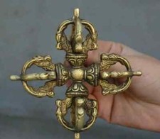 Tibet Tibetan Buddhism Handmade Vajra Dorje Copper Cross Imitate Antiquity picture