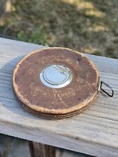VTG Lufkin Rule Co 75ft Reliable Steel Tape Leather Cover Round Tape Measure USA picture