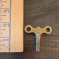 ORIGINAL SIGNED ANTIQUE INGRAHAM CLOCK BRASS KEY SIZE 6  MADE IN BRISTOL CONN.  picture