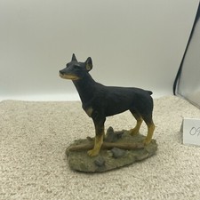 DOBERMAN PINSCHER FIGURINE Medium size 6”. Dog Statue With Mount Black picture