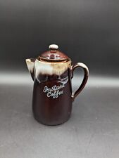 Norcrest Japan Instant Coffee Faux Pot Canister Crock Vintage Ceramic Brown Drip picture