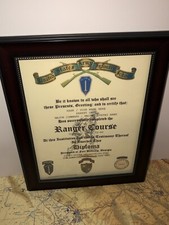 U.S. ARMY RANGER SCHOOL DIPLOMA (1960's - VIETNAM ERA) COMMEMORATIVE CERTIFICATE picture