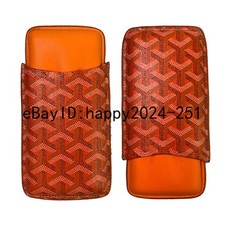 Portable Orange Leather Cigar Case Humidor 3-Tube TravelStorage Box Accessorie picture