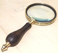 Brass Handheld Magnifying Glass Book Reader Magnifier Handle Desk Top Item picture