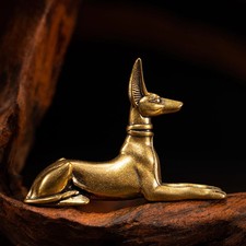 1PC Vintage Brass Egyptian Pharaoh Hound Statue: Exquisite Decorative Art picture