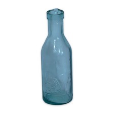 Antique Aqua Glass Milk Bottle Absolutely Pure Milk Protector Embossed Milkmaid picture