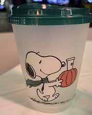 2026 Starbucks Peanuts Snoopy Reusable Plastic Cup with Green Lid 16oz European picture