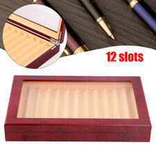 12 slots Fountain Pen Wood Display Box Storage Collector Box Organizer Clear Tip picture