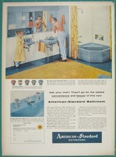 Print Ad American-Standard Bathrooms Vintage 1950s Neo-Angle Bathtub Faucets Uni picture