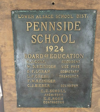 ANTIQUE 1924 BRONZE PENNSIDE SCHOOL SIGN  15