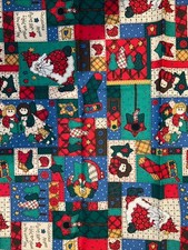 Vtg VIP Cranston Leslie Beck Christmas Angels Flying High Cotton Fabric 1 Yard picture