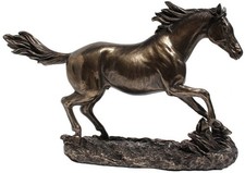 Horse Cantering On Grassland Cold Cast Bronze Finish Home Decorative Figurine picture