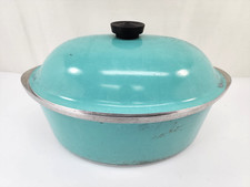 CLUB Oval Roaster Blue Turquoise Aqua Teal Aluminum Dutch Oven Pot Vintage 6 Qt picture