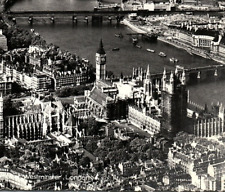 1950s WESTMINSTER LONDON THE THAMES AERIAL VIEW PHOTO RPPC POSTCARD  43-208 picture