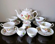 Tea Set Arthur Wood Teapot Regency Teacups Sugar Creamer Jam Jar Fruit Pattern  picture