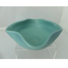 Van Briggle Art Pottery Turquoise Ming Matte Ruffled Scalloped Square Bowl AF picture