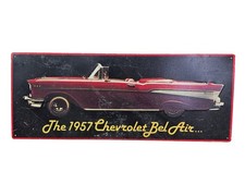 Vintage 1957 Chevrolet Bel Air Convertible Metal Tin Garage Wall Sign GM Decor picture