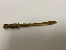 Heavy Vintage brass letter opener, saber style topped w hospitality pineapple picture