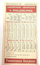 Vintage Pennsylvania RR Train Schedule September 1948 Lansdowne to Phila picture