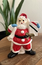 Vintage Ceramic Santa Claus Christmas Planter Candy Container Retro Kitsch Decor picture