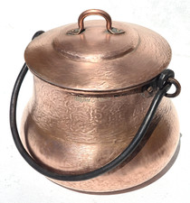 Vintage French Copper Pot Cauldron Hammered Tin Lined Pierre Vergnes 5.5lbs picture