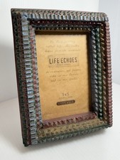 Vintage UDC Tramp Art Small Picture Frame 1996 Deep Wide Multicolor 3.5x5 picture