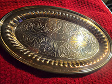 ONEIDA Silver Plate Oval Serving Tray with Engraved Scroll Design picture