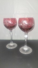 Cranberry Hock Wine Beyer BEZ1 Wine Glass Vintage Cut To Clear 8