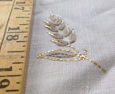 2 Vintage Linen Placemats Embroidery Wheat Gold Metallic Taupe MCM Midcentury picture