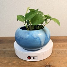 Frank Moreno Ceramics of California Blue Drip Glazed #3 Planter 1960s picture