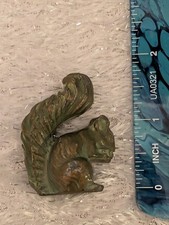Vintage SRG Bronze Squirrel Mini Statue/Paperweight/Figurine With Green Patina picture