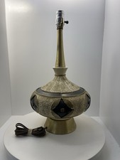 1960s Vintage Brass Pottery Sculptured Large Table Lamp Pottery picture