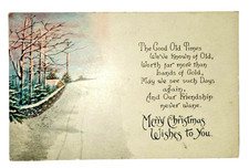 Vintage Christmas Postcard Good Old Times Winter Snow Scene Posted 1910s picture