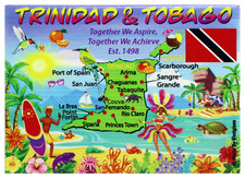 Trinidad & Tobago Graphic Map and Attractions Souvenir Fridge Magnet 2.5