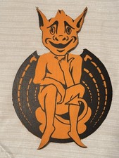1920-30’s RARE UNMARKED Dennison? Halloween Devil Die-Cut Paper decoration 6in picture