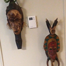 Vintage Hand-Carved Guro Wood Mask – Ivory Coast – Snake Crest Accent Piece picture