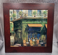 Vintage French Cafe Ceramic Tile Trivet Wall Art  8”x8” picture