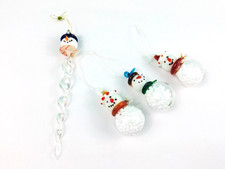 Lot Of Vintage Murano Style Blown Glass Snowman Ornaments picture
